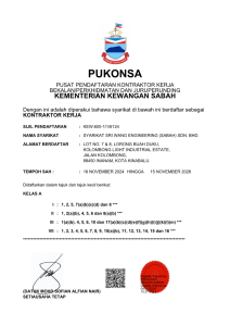 Sijil Pendaftaran Kontraktor Kerja (Gred A / G7)